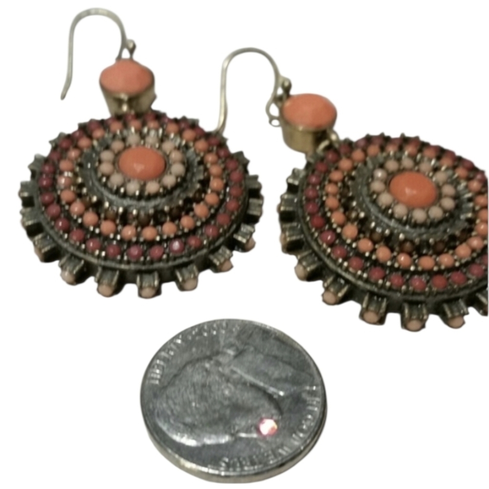Jessica Simpson Antique Orange Drop Earrings Wire Hook Closure NEW